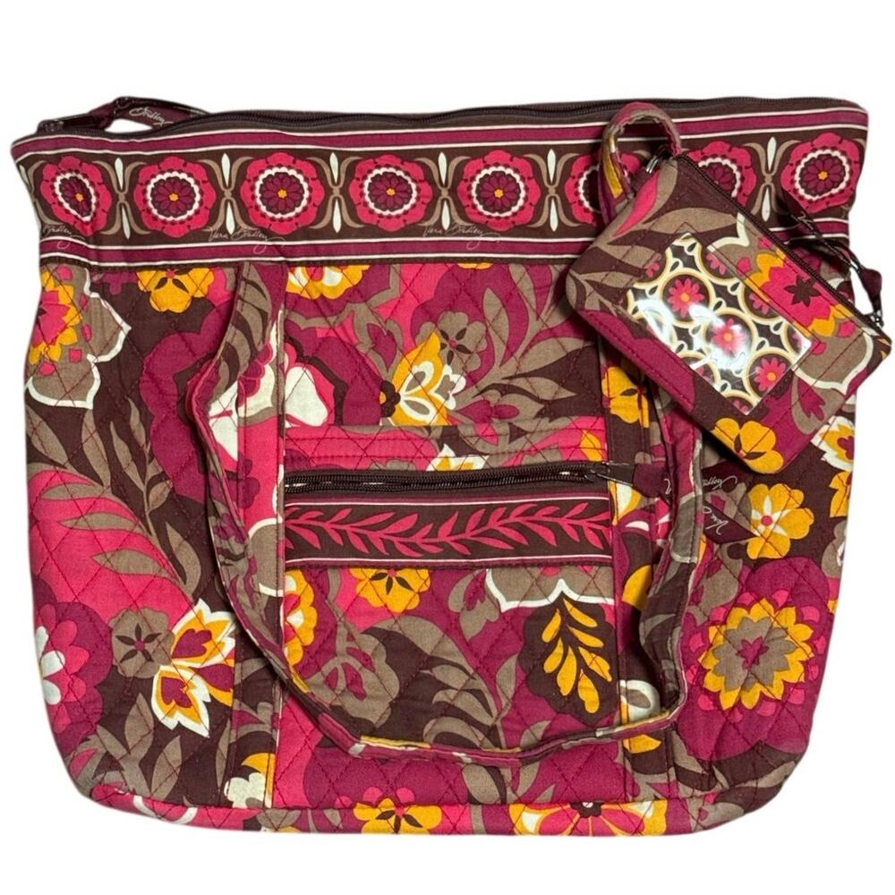 Vera Bradley Carnaby Quilted Large Shoulder Bag & Coin Purse Set Retired Print